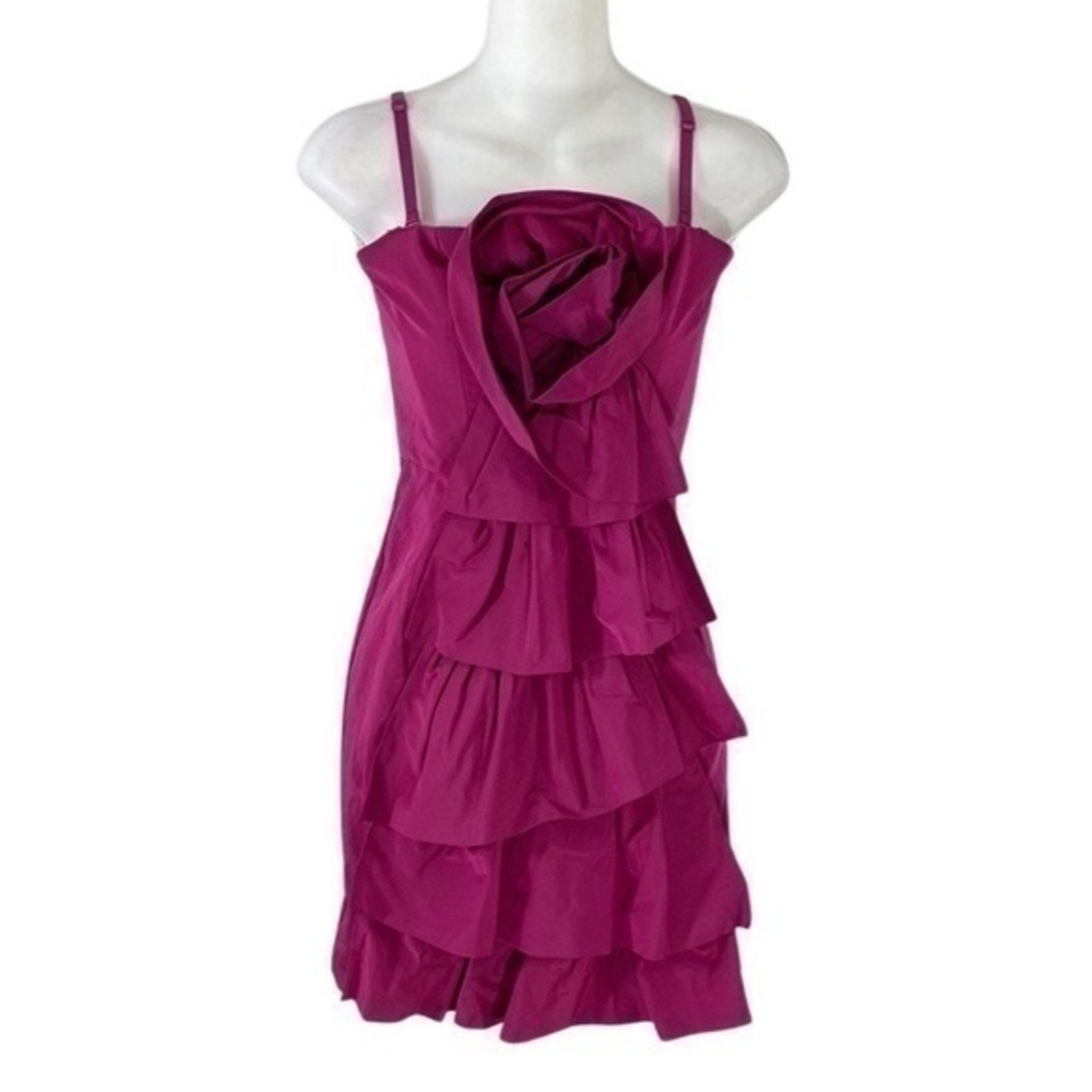 NWT BCBGeneration Boysenberry layered ruffle front strapless mini dress 0 VV17